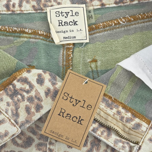 Style Rack Faded Leopard Print Denim Mini Skirt Medium Distressed Animal Mobwife - Picture 5 of 16